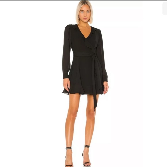 Parker Dresses & Skirts - Parker Black SURPLICE TIE FRONT COCKTAIL 🍸 long sleeve Mini DRESS size 2 🏖️